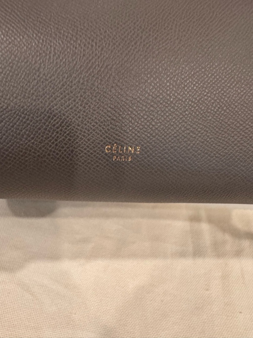 💯 💯% Celine Dark Gray Leather Top-Handle Satchel - Picture 13 of 13